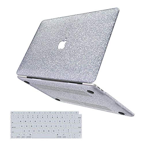 MacBook Air 13 Inch Case 2019 2018 Release A1932, Anban Glitter Bling Smooth Protective Laptop Shell Slim Snap On Case with Keyboard Cover Compatible for Mac Air 13 inch with Touch ID, Silver - Thumbnail 6