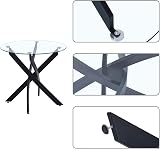 GOLDFAN Round Tempered Glass Dining Table with Black Tubular Legs 100x100cm view 4