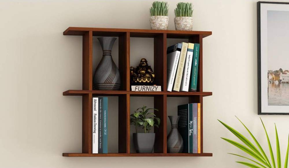 Furnizy Sheesham Wood Wall Mount Shelf Multipurpose Display Book Rack Wall Shelves For Bedroom Living Room Home Office Honey Finish Amazon In Furniture