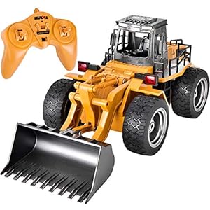 ROOYA BABY Excavator Toys for Boys Remote Control Construction Vehicle 2.4GHz Radio Controlled Alloy Shovel Tractor 4WD RC Car with Lights 6 Channel Simulation rc Truck for 7 Ages Boys Gift