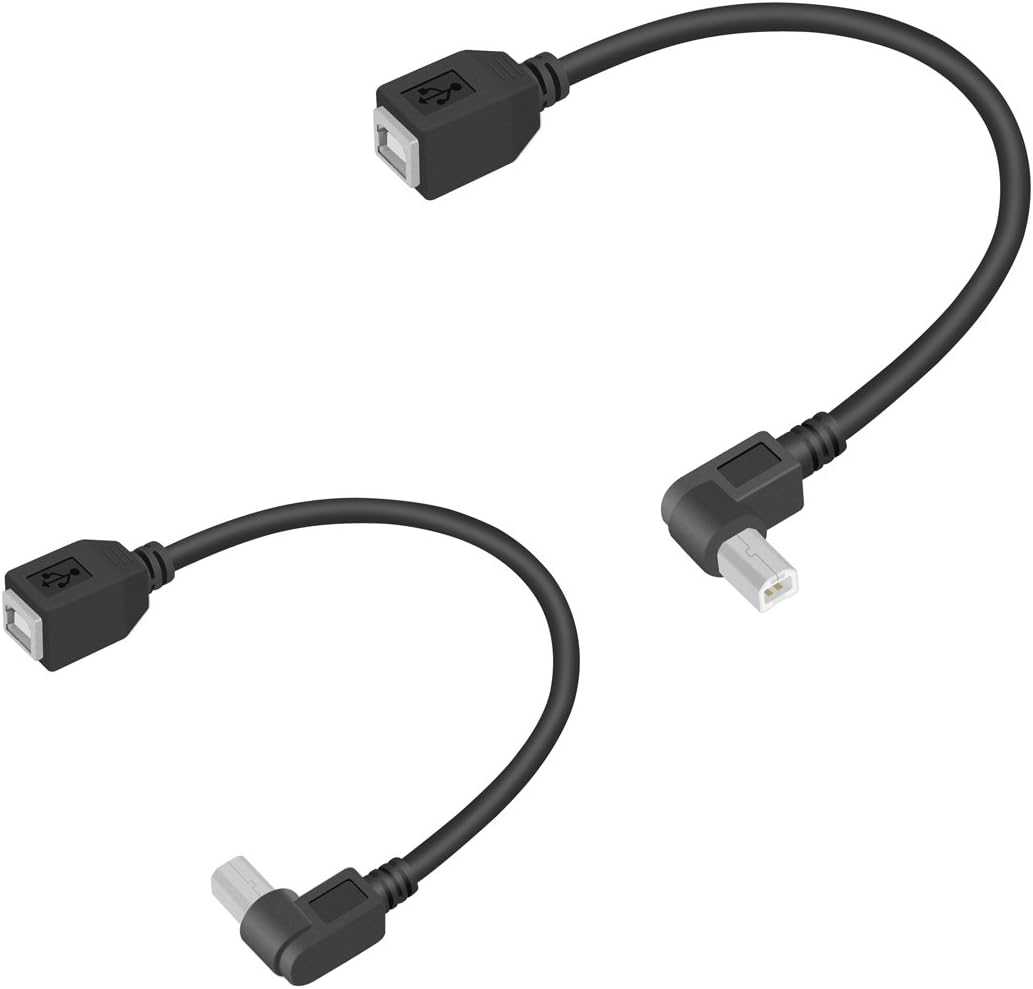 LOKEKE USB 2.0 TypeB Printer Cable With Left and Right Angle,USB 2.0 B
