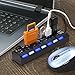 Insten 7 Port High Speed USB 2.0 Hub w/Individual Power Switches On Off and LEDs, Compatible with Laptop PC USB Flash Drive Smartphone Transfer Data Speed up to 480Mbps Supports Windows Mac OS Linux