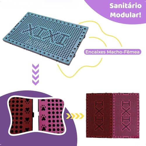 Sanitário Pet Modular Tapete Higiênico 55x37cm Xixi | TáNaTela | Banheiro Higiênico Para Cães Pequenos e Médios | Base Para Tapete Jornal Absorvente | Grade Elevada Antipatas Molhadas (Azul)