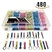 Sopoby 480pcs Heat Shrink Wire Connectors, Waterproof Butt Connectors for Electrical Automotive Marine Repairs, Insulated Spade Ring Terminals, AWG 22-10