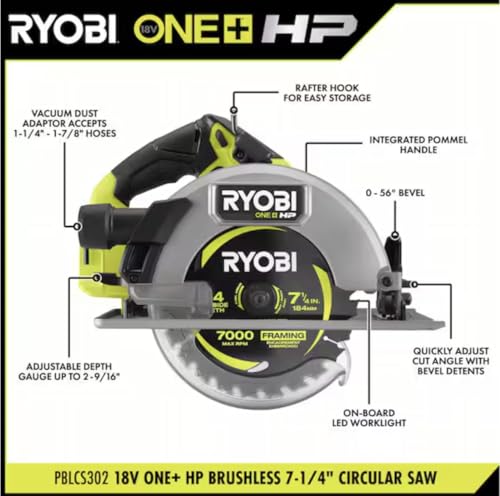 RYOBI ONE+ HP 18V Brushless Cordless 7-1/4 in. Circular Saw (Tool Only) photo 6