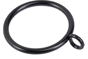 Curtain Rings with Eyelet for Curtain Rods 1.25 Inch Inner Diameter Metal Drapery Eyelet Curtain Rings Black 24 Pcs Exselens