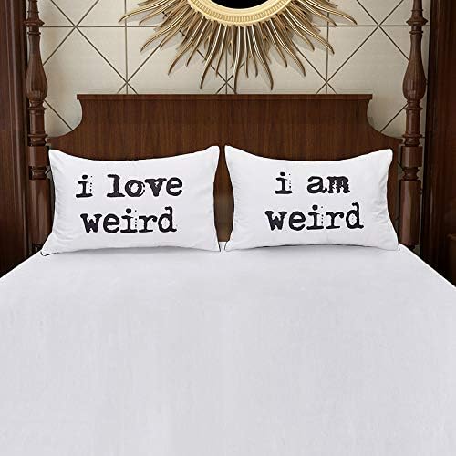 DasyFly I love weird and I am weird Couples Pillowcase,Romantic Couples Gifts Idea For Christmas Valentines Day Wedding Engagement 2 year Anniversary,Unique His and Hers Couple gifts For Him For Her - Image 3