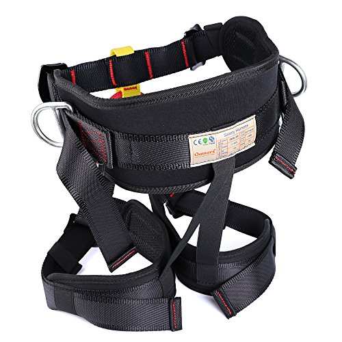 Oumers Enhanced Version Harness, Protect Waist Leg Climbing Harness, Waistbelt Wider Belt for Fire Rescue Higher Level Caving Rock Climbing Rappelling Equip Women Man Child Half Body Black