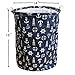Large Laundry Hamper 18 Inches Waterproof Folding Clothes Storage Basket Toy Organizer with Handles Mediterranean Style for Bedrooms, Nursery, Closets by Orino (Navy Blue)