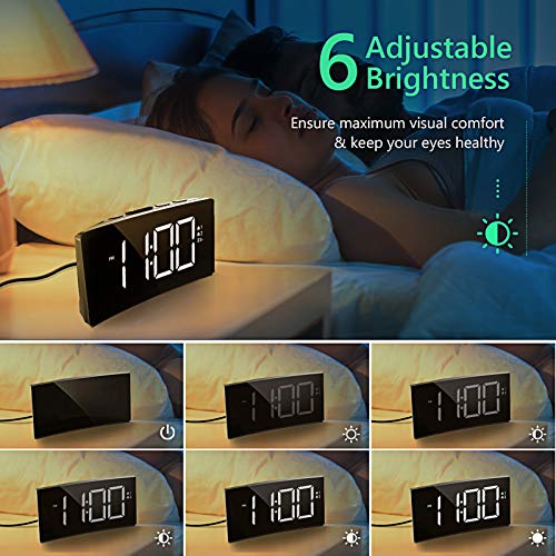 PICTEK Alarm Clock, Digital Clock with Dual Alarm, 6Level Brightness