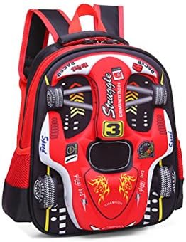 ADJOY9 Kindergarten Backpack Toddler's Daypack Cartoon F1 Race Car Schoolbag - Red
