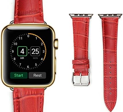 LyStar for Apple Watch Bands 42mm, Crocodile Pattern Leather iWatch Band Strap Bracelet Replacement Wristband for Apple Watch Series 3 Series 2 Series 1 Nike+ Sport and Edition 42MM Red