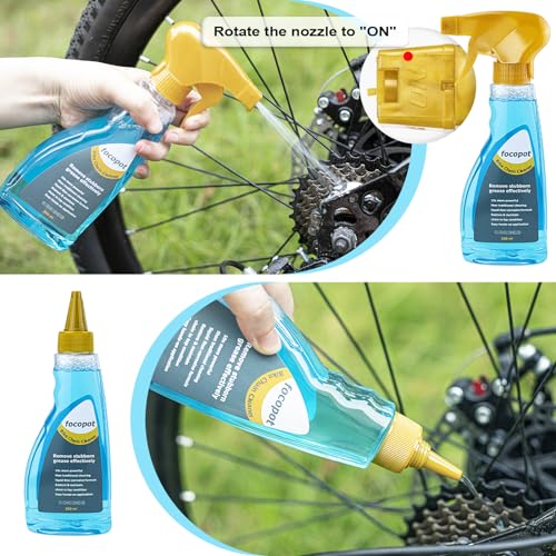 focopot Bike Chain Cleaner Kit Including Cleaning Brush Tool,Bicycle Chain Lube,Cleaning Agent and Scrubber for Cleaning Mountain/MT/Road/BMX Bike