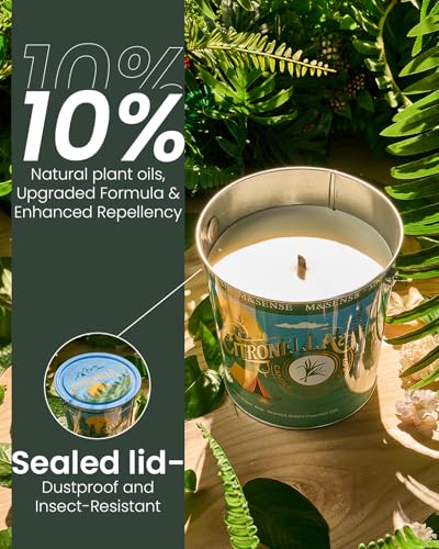 M&SENSE Citronella Candles Outdoor, 120 Hours Burn Natural Citronella Oil Soy Candle for Patio Camping, 19.4oz Large Long Lasting Lemongrass Summer Candles for Indoor Home Scented