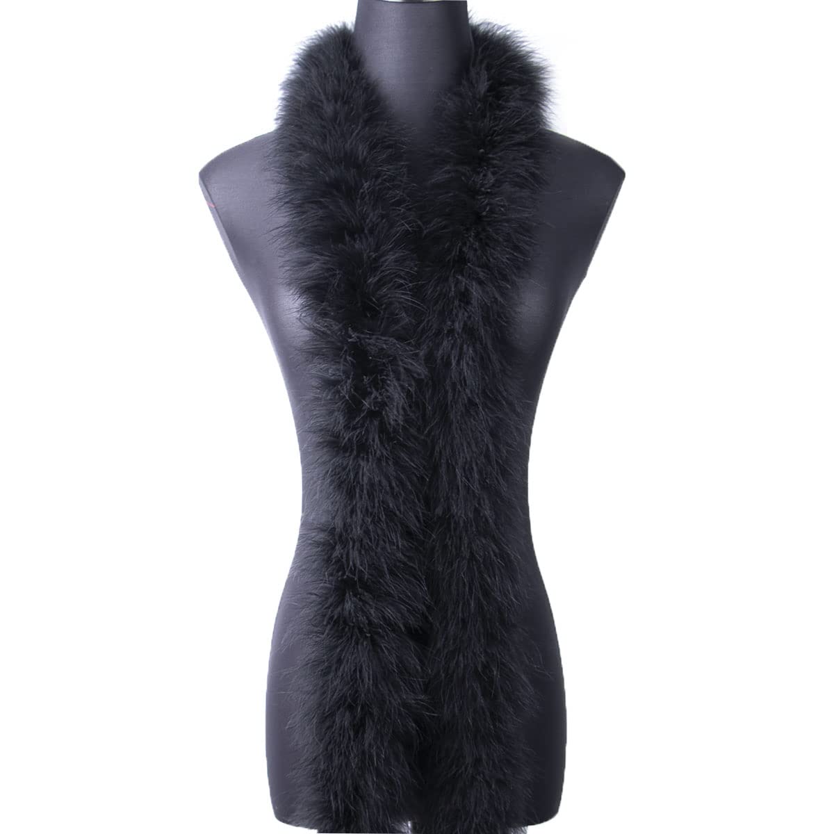 wangruida 2 Yards Fluffy Marabou Feather Boa for DIY Craft Sewing Trim Home Wedding Party Christmas Decoration (50g, Black)
