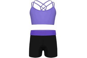 CHICTRY Kids' Girls' 2 Piece Activewear set Strappy Sport Bra and Booty Short for Dancing Tumbling Athletic Gymnastics