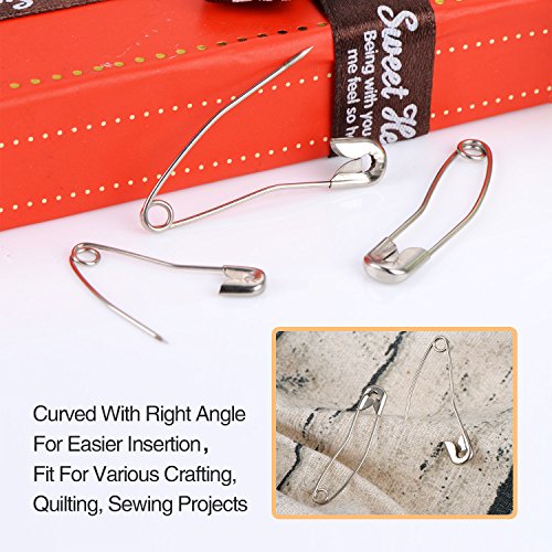 160 Pieces Curved Safety Pins Quilting Basting Pins with Plastic Cases