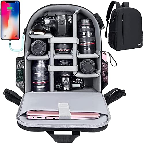 Cwatcun Camera Backpack with USB,Rain Cover,fit 15.6