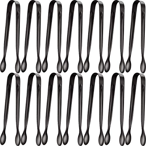 Gejoy 12 Pack Sugar Tongs Ice Tongs Stainless Steel Mini Serving Tongs Appetizers Tongs Small Kitchen Tongs for Tea Party Coffee Bar Kitchen (Black) - Thumbnail 7