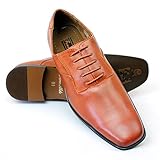 Ferro Aldo Men's Formal Brown Snipe Toe Dress Shoes Lace up Oxfords 19277a