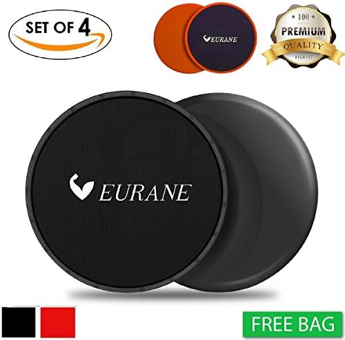 EURANE Set of 4 Gliding Discs Sliders Exercise Core, Dual Sided for Carpet or Hardwood Floors - Trainer Fitness Equipment for Abdominal, Total Body Workouts