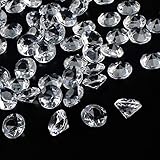 OUTUXED 300pcs 20mm Clear Wedding Table Scattering Crystals Acrylic Diamonds Gemstones Wedding Bridal Shower Party Decorations Vase Fillers, 1.5 LB, with 1 Large Velvet Pouch