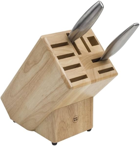 PROFESSIONAL KNIFE BLOCK IN HEVEA WITH SLOTS FOR 8 KNIVES Size 128x260x216mm
