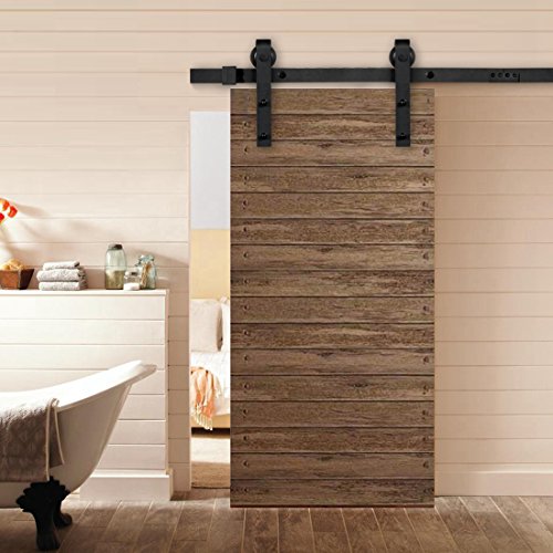 Good Life 8 Ft Sliding Barn Door Hardware Track System Kit Wood