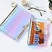 MultiBey A5 Rainbow Holographic Clear Soft Transparent PVC Binder Planner Agenda Shells 6-Ring Loose Leaf Notebook Paper Refill Folder 9