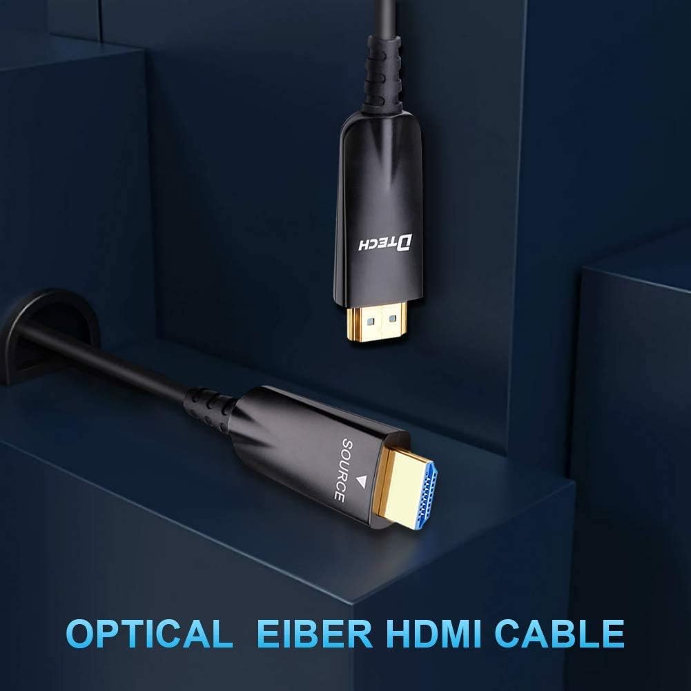DTECH Fibre Optic HDMI Cable 50m Support 4K 30Hz and 1080p 60Hz HD Video 3D ARC HDCP CEC HEC Projector High Speed (164 Feet, Black) - Image 4
