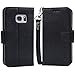 Arae Case Compatible for Samsung Galaxy s7[not for S7 Edge], [Wrist Strap] Flip Folio [Kickstand Feature] PU leather wallet case with ID&Credit Card Pockets (Not for Galaxy S7 edge) (black)