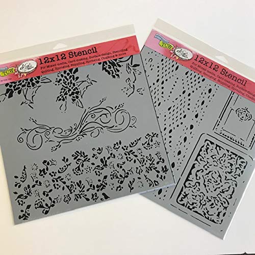 Crafter's Workshop 12" x 12" Stencil 2 Pack, Reusable Stenciling Templates for Art Journaling, Mixed Media, and Scrapbooking - TCW618 Victorian Sketchbook & TCW620 Cards and Lace - Thumbnail 3
