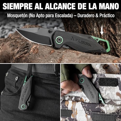 FLISSA Mini Folding Knife EDC 14C28N 137mm | Compact Pocket Knife with G10 Handle and Key Ring for Hiking, Travel and Daily Use