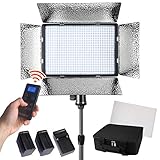 Photo Doctor LED Video Lighting - Dimmable Bi Color Continuous Studio Light Panel for YouTube & Vlogging! Portable Photography Lights with 2 Rechargeable Batteries and Wireless Output Remote Controls!