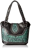 Concealed Carry Tooled Messenger Purse and Wallet - Concealment Weapon Gun Bag - Tooled Crossbody Bag with Matching Wallet by Montana West