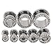 PiercingJ 3-14mm Punk Rhinestone Crystal Screw Tunnels Ear Expander Stretch Plugs Piercing Gauge (2g=6mm Clear White)