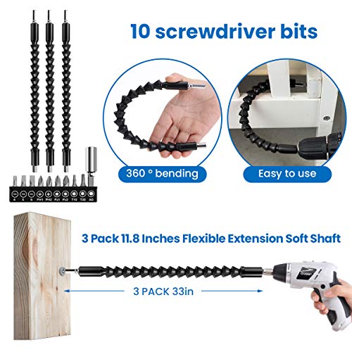 13 pcs LIUMY Flexible Extension Soft Shaft, Drill Bit Extension Shaft Set, 11.8 Inches Magnetic Hex Screwdriver Soft Shafts, for Electrical Screwdriver or Batch Head Connecting Rod Multi-angle Work
