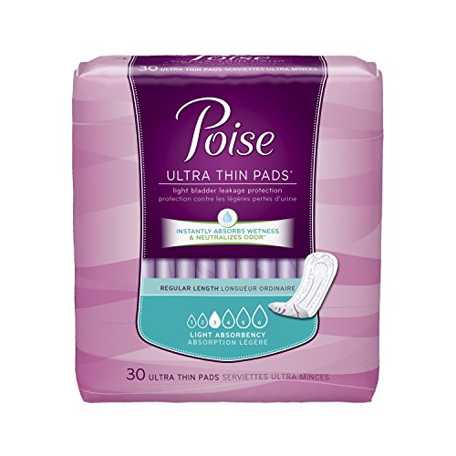 Poise Incontinence Ultra Thins, Regular Length, Light Absorbency, 30 ct