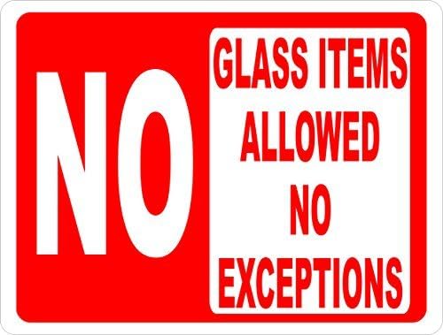 aqf527907 No Glass Items Allowed No Exceptions Sign Novelty Aluminum Metal Signs Vintage Outdoor Yard Signs Safety Warning Sign Tin Plate Plaque 8x12 Inches Prevent Accidents In Pool Areas