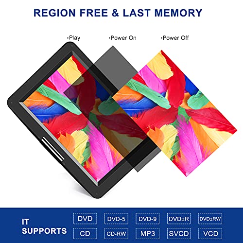 NAVISKAUTO 16" Portable DVD Player with HDMI Input, 14" Swivel Screen