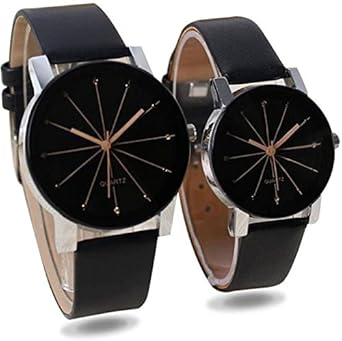 Analogue Black Dial Men's and Women's Watch Couple