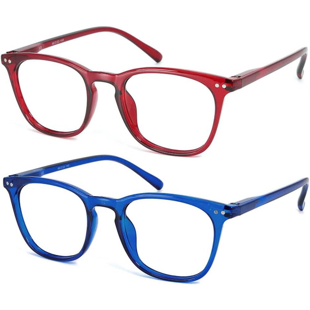 JiSoo Womens Reading Glasses 1.0, Trendy Readers Glasses Women, Lightweight Ladies Magnifying Glasses for Reading, Red+Blue — image 1