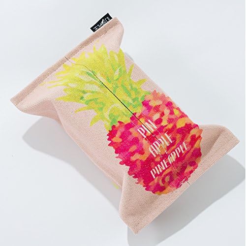 TISZJHU Fruit Cotton Linen Tissue Box Living Room Paper Towels Rainforest Tissue Paper Bag Paper Box Paper Bag,Pink pineapple