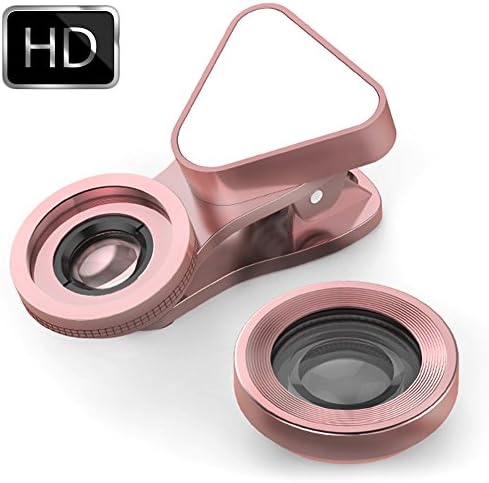 NATAMO 3-IN-1 Cell Phone Camera Lens Kit Include 140 Degree Wide Angle &amp; 15X Macro Lens &amp; LED Selfie Flash Light Universal HD Clip-on Camera lenes for SmartPhone Tablet Laptop