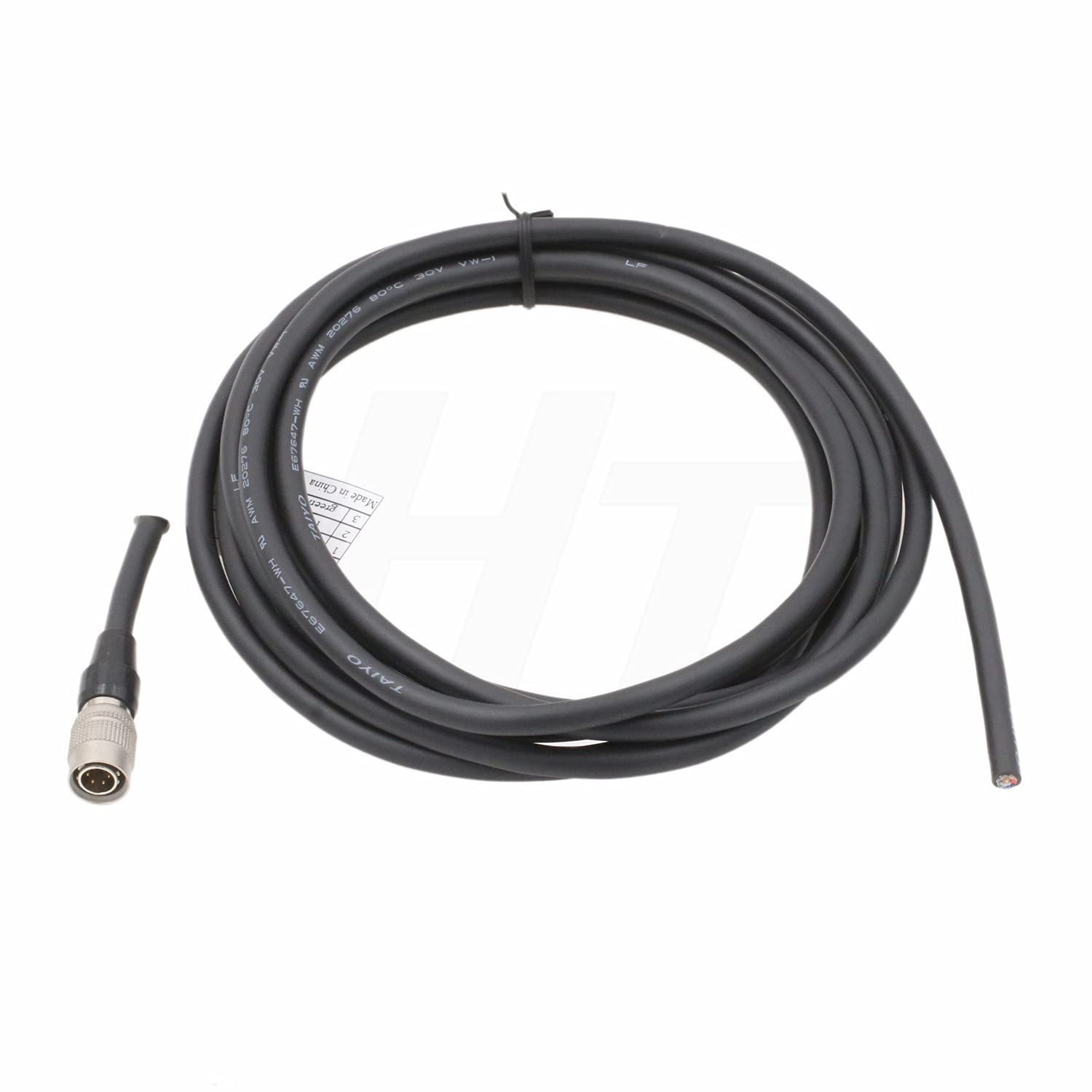 HangTon Hirose 6 Pin Male HR10A-7P-6P to Open End Flying Cable Bare Wire for Nikon Topcon Trimble Sokkia Pentax Surveying Instrument (Straight 6-pin, 2m)