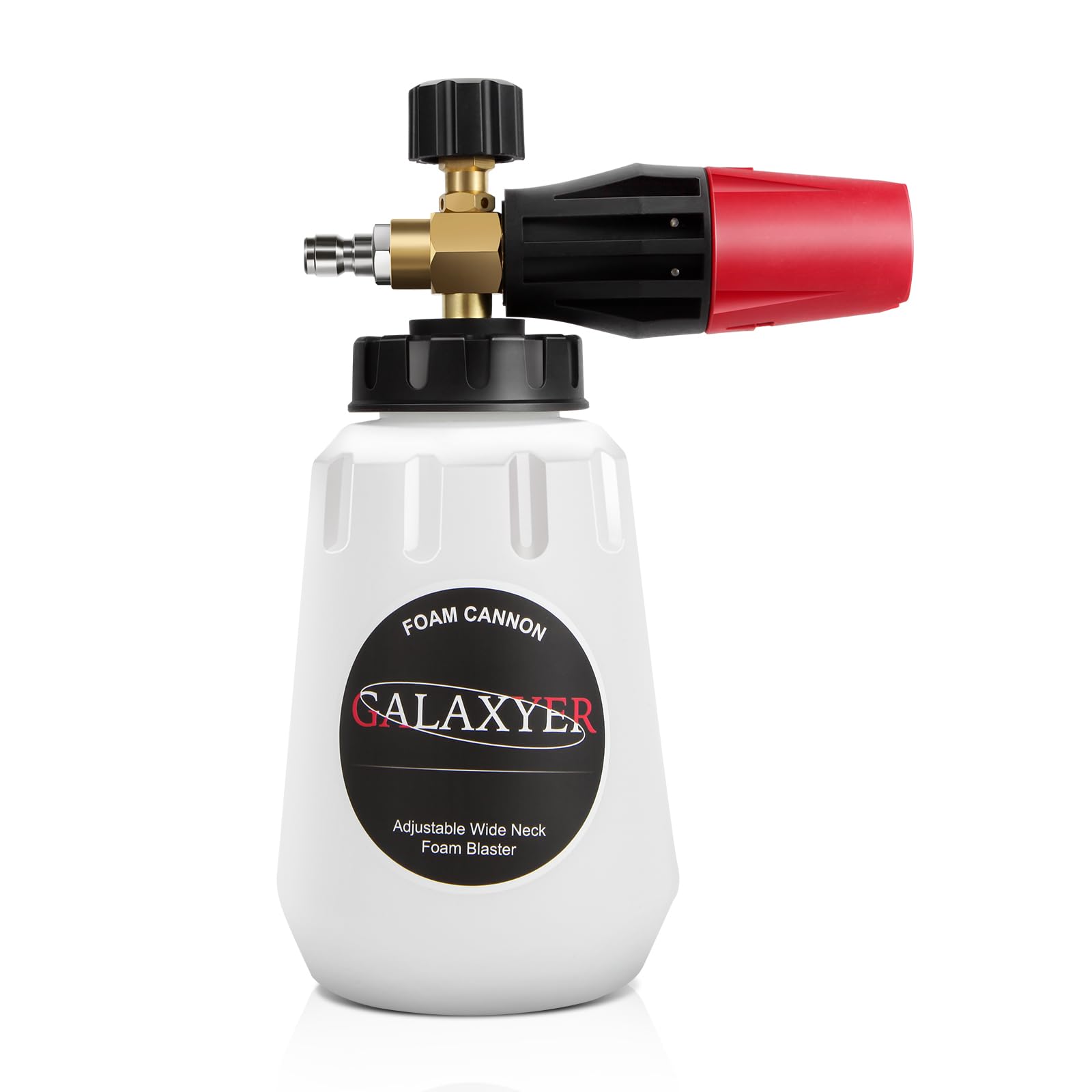 GALAXYER Snow Foam Cannon, 1000ml Heavy Duty Snow Foam Gun Sprayer Car Blaster Wide Neck Adjustable Thick Foamer for Pressure Washer with 1/4'' Quick Connector