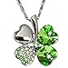 Dahlia Four Leaf Clover Necklace with Swarovski Crystals, Rhodium Plated, 16