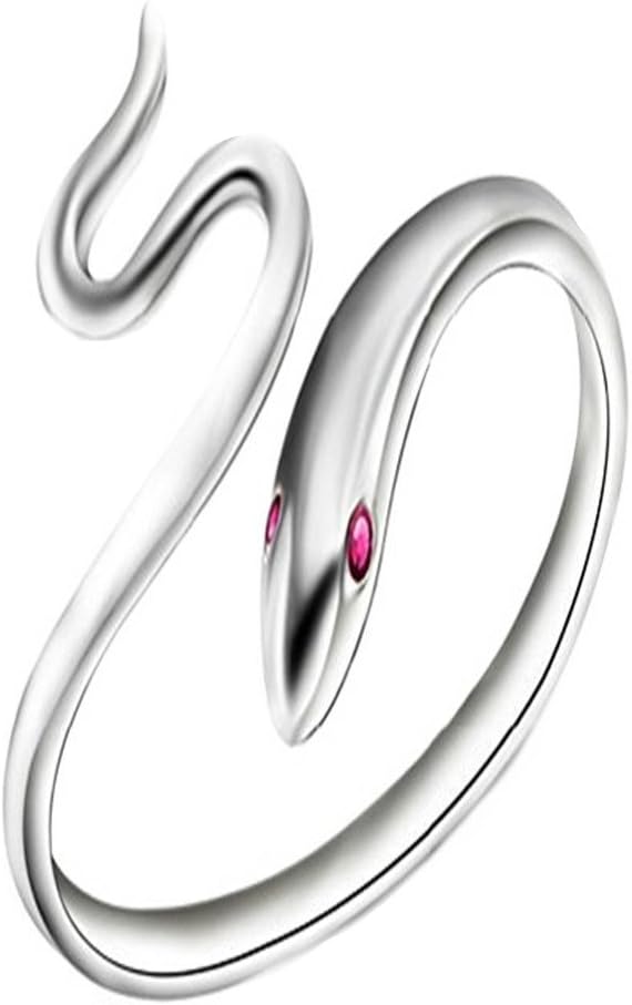 Tabwing S925 Sterling Silver Snake Women Open Ring, Adjustable Size 6-9