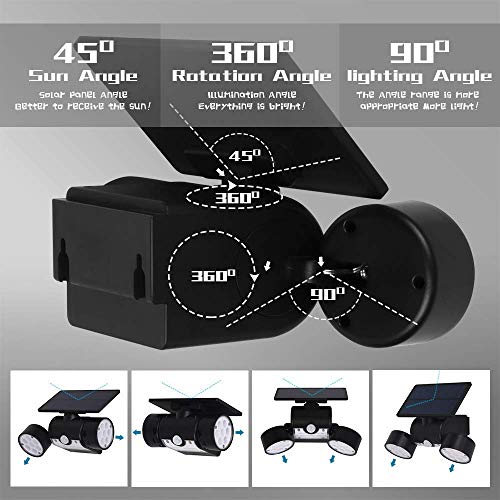 OUKANING Solar Lights Outdoor Motion Sensor Solar Garden 30 LED Super Bright with Solar IP65 Waterproof Wall Lamp Outdoor Lamps 360 ° Rotatable Dual Headlight for Garage