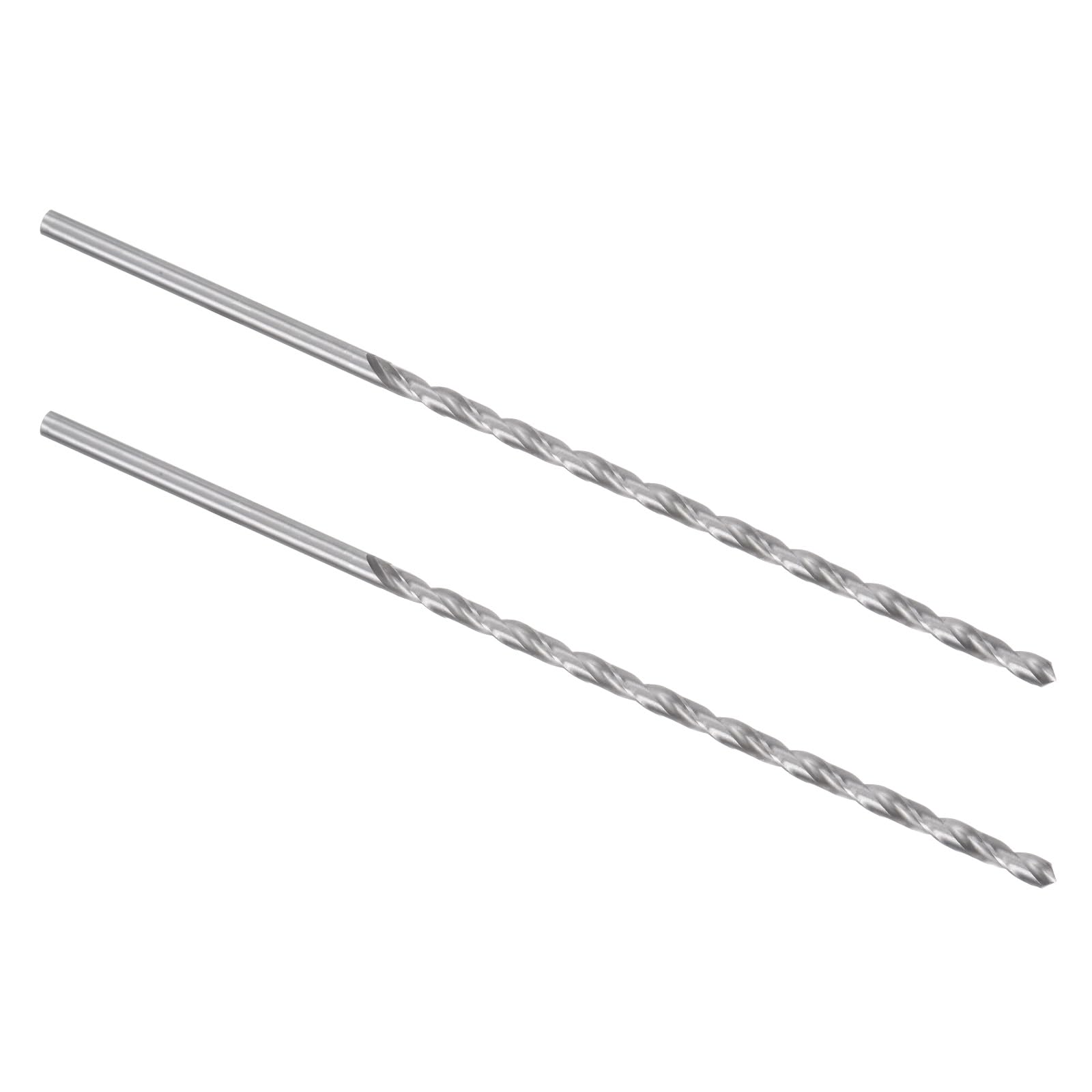 Kozelo 2PCS Twist Drill Bit - [5mm] High-Speed Steel Cobalt Round Shank Jobber Bit Set Silver Tone for Metal Wood Plastic Steel Use, 133mm / 5.24" Blade Length